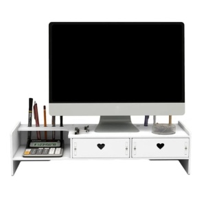 Suport multifuncional pentru monitor, cu 2 sertare, din plastic, 49x19x12cm, alb - Img 4