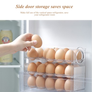Suport organizator oua pentru frigider, 30 bucati, flip 3 straturi, transparent - Img 11