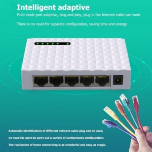 Switch internet cu 5 Porturi, JH01 Plug and Play, 100/1000Mbps, auto MDI/MDIX, alb - Img 4