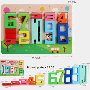 Tabla educativa cu cifre de la 1 la 10, tabla fata-verso, pentru copii 3 ani+, din lemn, 34x24 cm, multicolor - Img 8