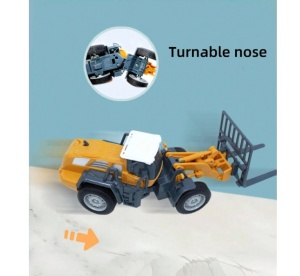 Tractor de jucarie cu furca pentru stivuitor, pentru copii de 3 ani+, plastic, 16cm, galben - Img 3