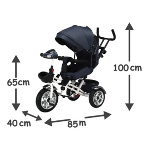 Tricicleta 4in1 cu lumina, muzica si sezut reversibil, varsta 1-6 ani, greutate maxima 50 kg, 85x40x100cm, negru - Img 2