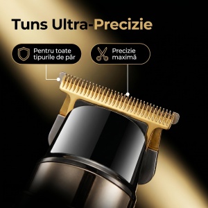 Trimmer Profesional VGR V-929, Incarcare rapida, Autonomie 200 minute, Afisaj LED Digital, USB, Auriu-Negru - Img 5