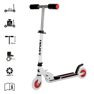 Trotineta din aluminiu, Greutate maxima 50kg, Alb-negru