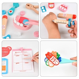 Trusa Dentist de jucarie, cu 24 piese, din lemn - Img 4