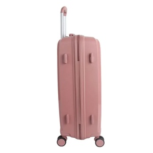 Valiza - Troler, Model cu dungi reliefate, Capacitate 33L, Culoare roz - Img 3