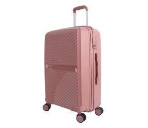 Valiza - Troler, Model cu dungi reliefate, Capacitate 58L, Roz - Img 3