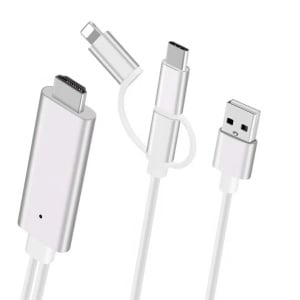 Adaptor 3in1, de la HDMI la Lightning/MicroUSB/USB-C, Redare 4K, Lungime cablu 2m - Img 3