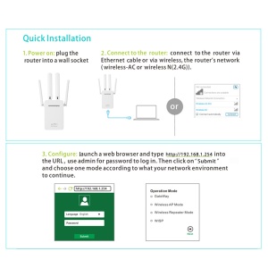Amplificator semnal wireless WLAN de 2,4 GHz, pana la 300Mbps, Q-T84 Andowl - Img 5
