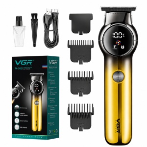 Aparat de contur Profesional VGR V-989, Lama Ceramica T-Blade, Display LED Digital, Autonomie 180 Minute, Auriu