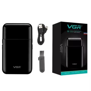 Aparat de Ras Electric Portabil VGR V-390, Reincarcabil USB, Folie Dubla de Precizie, Trimmer Integrat, Autonomie 45 Minute, Negru