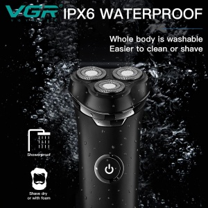 Aparat de ras electric VGR V-319 IPX6, incarcare USB, functioneaza pe ud sau uscat, fara fir, cu 3 lame rotative, negru - Img 3