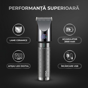 Aparat de tuns profesional VGR V-698, Lame ceramice, Afisaj LED, Autonomie 200 minute, Incarcare USB - Img 2