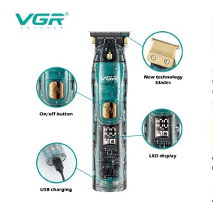 Aparat de tuns si trimmer profesional VGR V-961, fara fir, incarcare USB, cu carcasa transparenta - Img 3