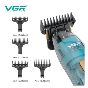 Aparat de tuns si trimmer profesional VGR V-961, fara fir, incarcare USB, cu carcasa transparenta - Img 6