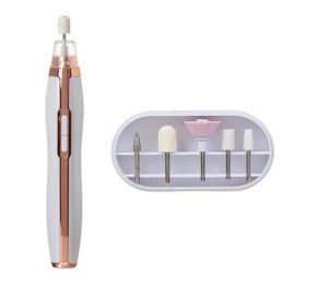 Aparat Ingrijire Unghii, cu 5 Accesorii, Reincarcabil, 16cm, alb/roz - Img 1