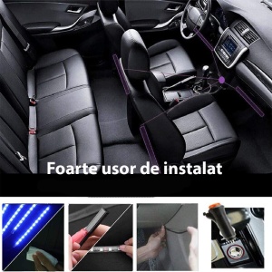 Banda LED auto cu control din aplicatie, culori RGB, lumini ambientale in interiorul masinii - Img 5