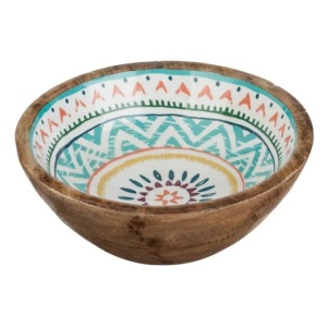 Bol cu model aztec, din lemn emailat, diametru 20x8cm, multicolor - Img 3