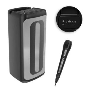 Boxa Portabila Bluetooth cu Microfon si Lumini, 20W, Karaoke, Baterie 2400 mAh, USB, Negru - Img 4