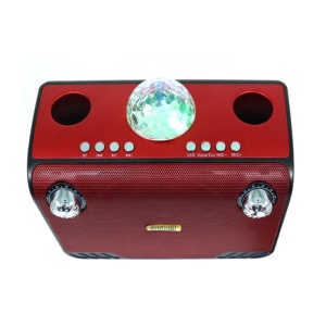 Boxa portabila cu 2 microfoane XY899, lumini LED, 45W, bluetooth, rosu - Img 3