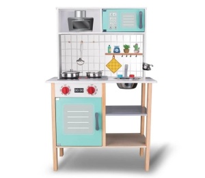 Bucatarie de jucarie din lemn cu accesorii, lumina si sunet, Dimensiune 60x30x92.5 cm