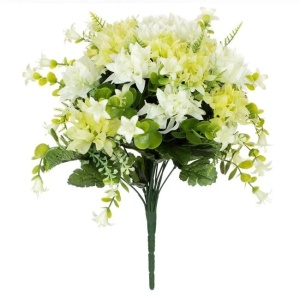 Buchet decorativ din crizanteme artificiale, 40 cm, alb - Img 1