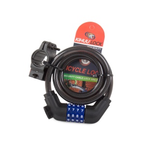 Cablu antifurt pentru bicicleta, cu cifru, din otel, de 1m, cu suport de atasare inclus - Img 4