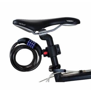 Cablu antifurt pentru bicicleta, cu cifru, din otel, de 1m, cu suport de atasare inclus - Img 6