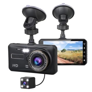 Camera auto DVR, Ecran 4", Dual Lens, Full HD, 170°, Night Vision, G Senzor, Detectie Miscare, Monitor Parcare, Negru - Img 1