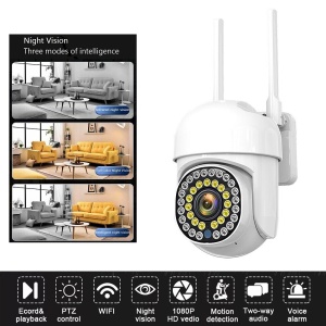 Camera de supraveghere IP CCTV smart de 2MP, Wi-Fi, senzor lumina si miscare, infrarosu, alerte, alba - Img 4