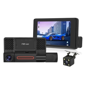 Camera tripla auto DVR, Display 4"inch, Full HD 1080p, Unghi de 170°
