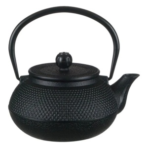 Ceainic din fonta, design in relief, capacitate 600ml, negru - Img 2