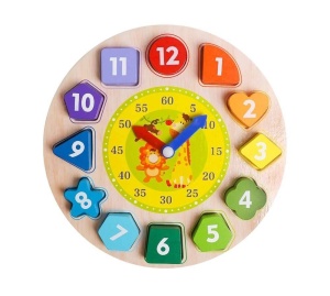 Ceas educativ din lemn, 3 in 1, pentru copii 3 ani+, diametru 22 cm, multicolor - Img 7