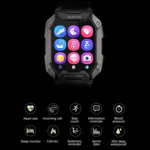 Ceas Smartwatch Sport, Model SATM Army D20, Bluetooth, IP67, Monitorizare 24h, Activitati Fizice, Negru - Img 3