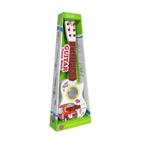 Chitara electrica de jucarie, pentru copii 4 ani+, cu lumini, 6 corzi si 5 melodii, 60cm lungime, rosu cu alb - Img 2
