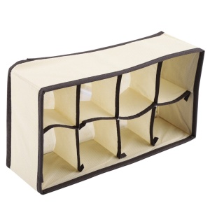 Cutie organizare sertar, material textil, pentru sosete, lenjerii, cu 8 compartimente, 28x16x10cm, bej-maro - Img 4