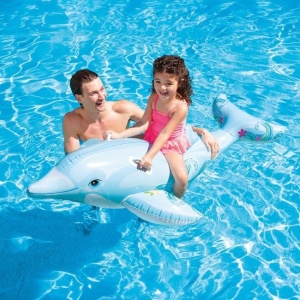 Delfin Gonflabil pentru copii 3 ani+, Intex, 1.75x0.66 m, Albastru deschis - Img 2