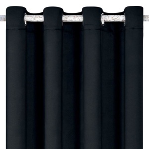Draperie decorativa, tip blackout - nu lasa lumina sa treaca, cu inele, 140x260 cm, negru - Img 1