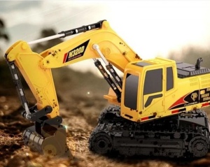Escavator de jucarie cu telecomanda 2,4 GHz, copii 3 ani+, scara 1:20, 33x13x18.5cm, galben-negru - Img 2