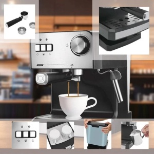 Espressor manual, cu tava de colectare a lichidelor, presiune 20bar, putere 850W, capacitate 1.6L, negru-argintiu - Img 2