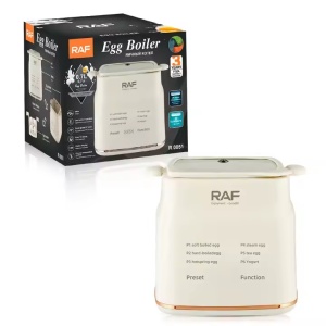 Fierbator electric pentru oua, RAF R0051, 300W, 0.7L, 6 functii, display digital, 18x15x14 cm, bej - Img 5