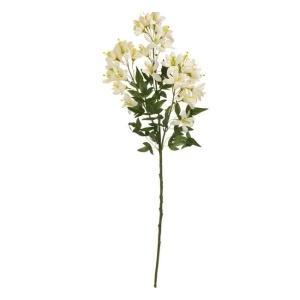 Flori artificiale cu tulpina inalta, cu flori albe si frunze verzi, 83 cm, roz/alb - Img 2