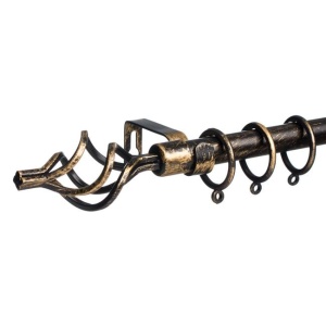 Galerie metalica pentru perdele, Extensibila, Finisaj vintage, Dimensiune 160-300 cm, Auriu-Negru