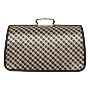 Geanta pentru transport animale cu carouri, dimensiuni 48x22x26cm, negru-bej - Img 3