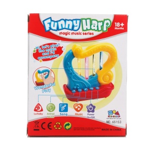 Harpa de jucarie cu lumini si sunete, pentru copii 18 luni+, plastic, 13x6x16 cm, multicolor - Img 3