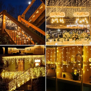 Instalatie Luminoasa cu Franjuri, 240 LED-uri, IP44, 6x1m, Lumina Alba Calda/Rece - Img 9