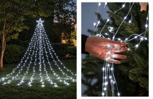 Instalație solară de Crăciun tip brad cu stea, 350 LED-uri, Lungime 3,5 m, Lumină caldă, rece sau multicoloră - Img 7