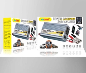 Invertor de tensiune auto Andowl N7002, 1000W, 12V, 220V, 16 x 11 x 6.5cm, auriu - Img 3