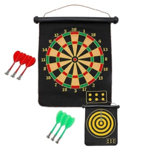 Joc de Darts, cu 6 sageti magnetice, tinta fata-verso, pliabila, cu agatatoare, copii 6 ani+, 40x37 cm, negru - Img 1
