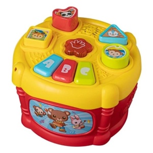 Jucarie educativa sub forma de toba pentru copii 18+ luni, 4 forme geometrice, Functionare cu baterii 2 x AA (incluse), Dezvolta abilitatile cognitive si motorii, Plastic, 33x11.5x23cm, Multicolor - Img 1
